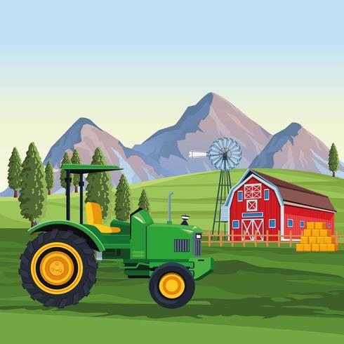 Farm tractor vehicle vector