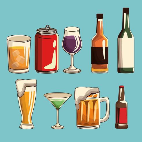 alcoholic drinks isolated vector