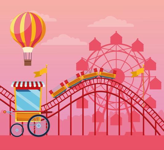 Carnival with fun attractions  vector