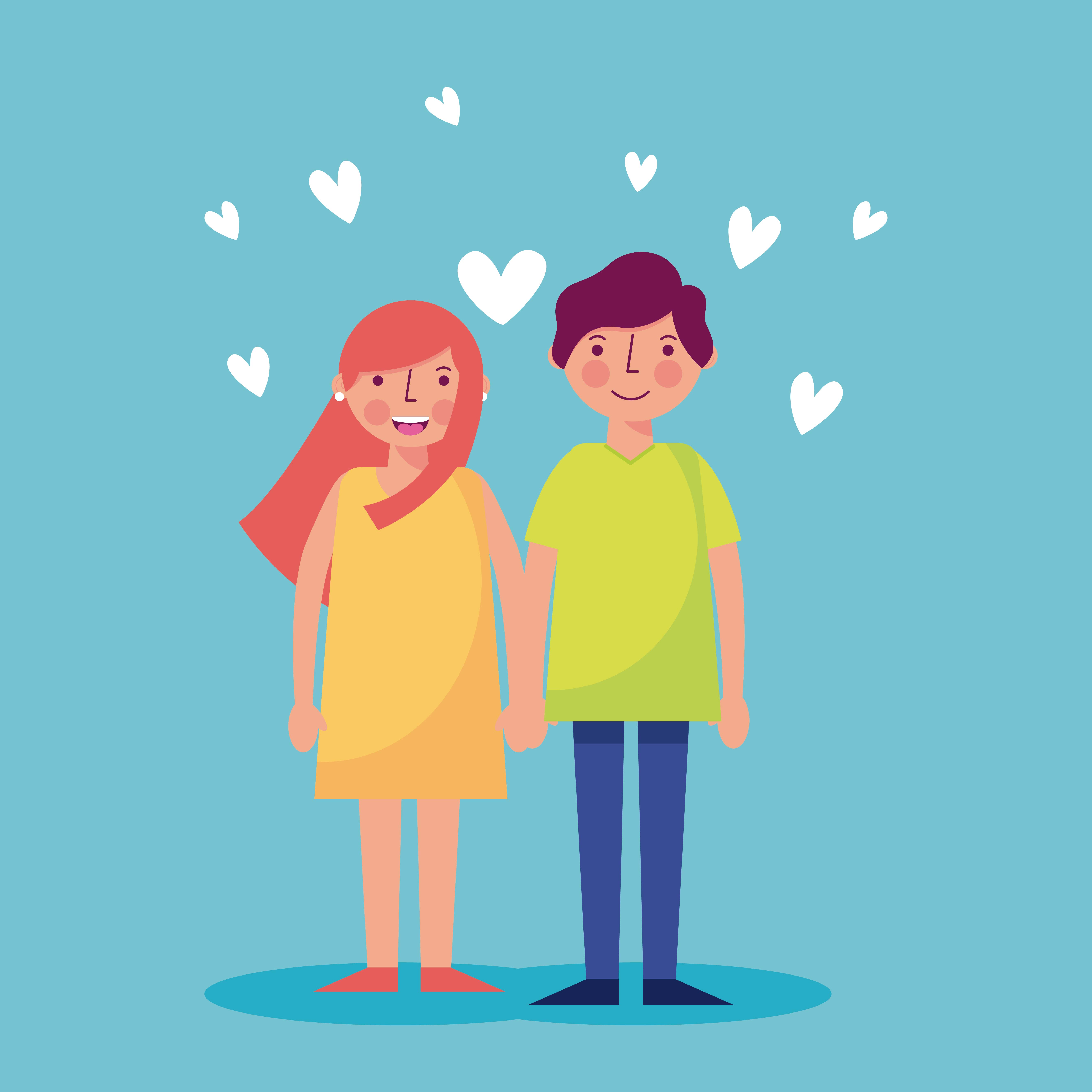 Couple Holding Hands With Heart Vector Art At Vecteezy