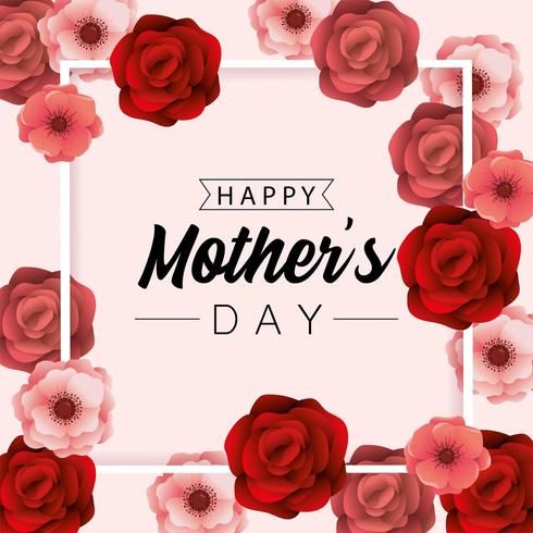 mothers day celebration with beauty roses plants background vector