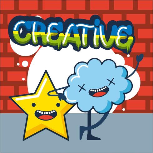 creative idea card with star and cloud vector