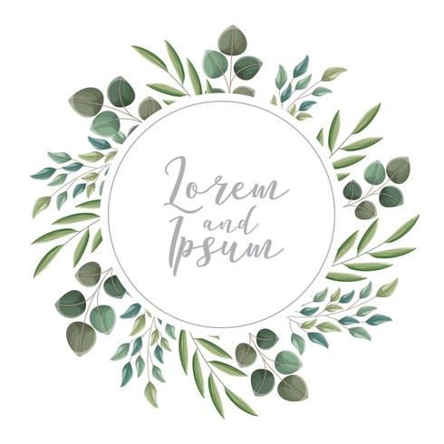 floral wreath leaves botanical card vector