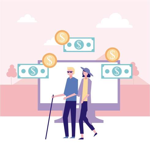 volunteer helping blind person vector