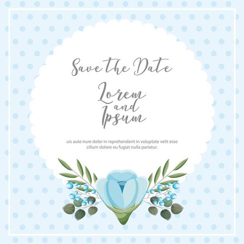 blue flowers decoration dots background save the date card vector