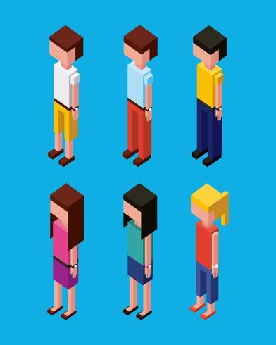 isometric character avatars vector