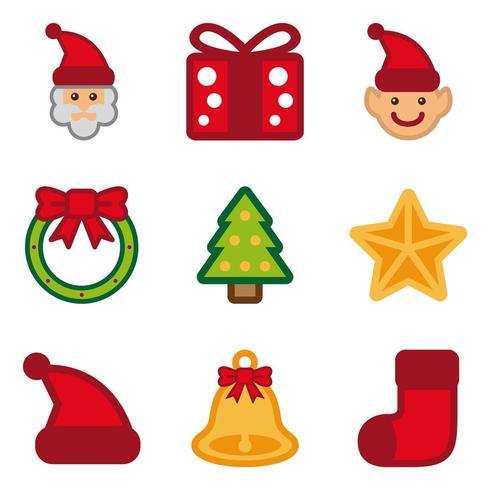 Conjunto de iconos de Navidad de color vector