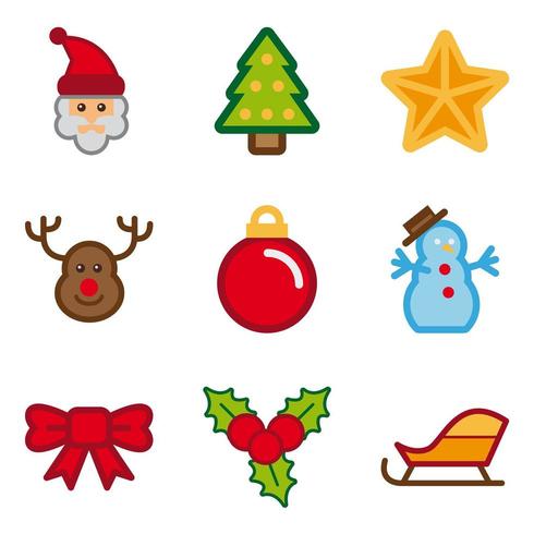 Conjunto de iconos de Navidad de color vector