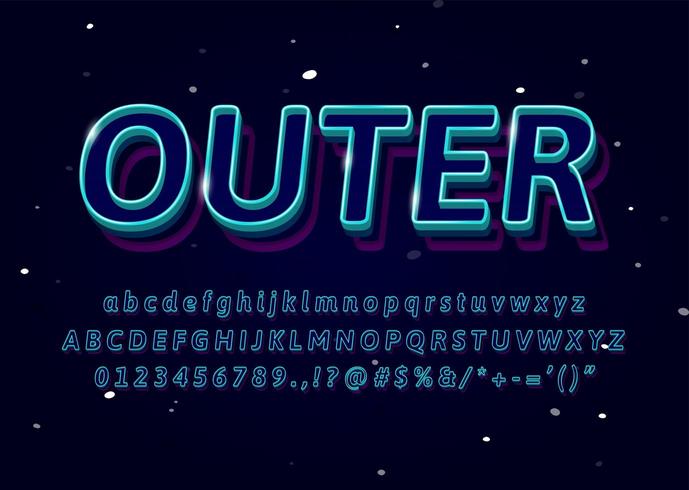 3d outline typeface vector