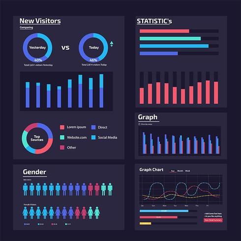 elementos de análisis web de infografía vector