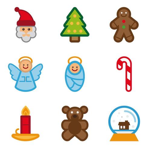 Set of Color Christmas Icons vector