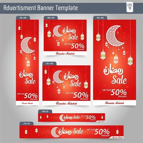 Ramadan Kareem Advertising 6 different Sale Banner template design vector