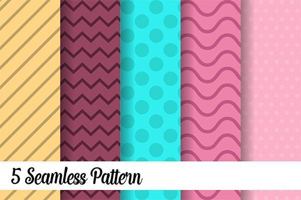 5 seamless pattern set vector