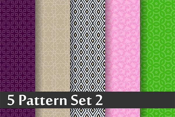 5 seamless pattern set vector