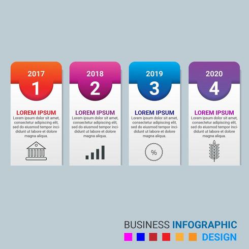 Stages gradient business infographic element with option or steps vector