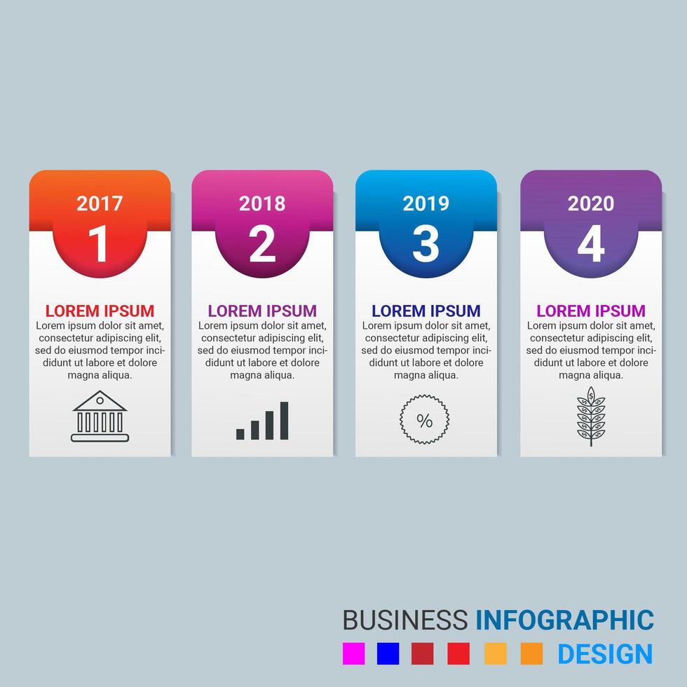 Gradient stages infographic element for business steps or options with clean layout and modern visual design vector