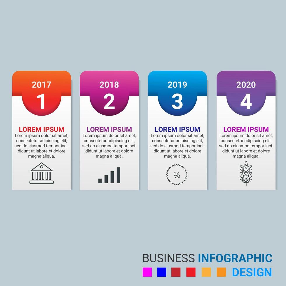 Stages gradient business infographic element with option or steps vector