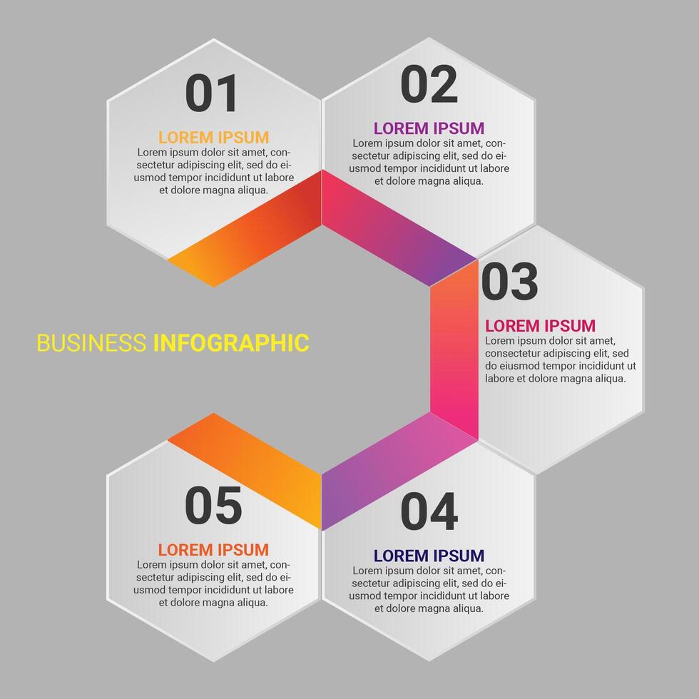 Elemento de infografía empresarial gradiente hexagonal con opción o pasos vector