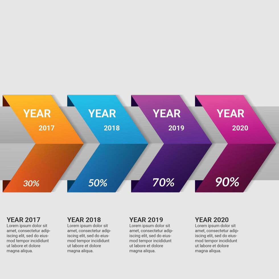 Elemento de infografía empresarial degradado de flechas con opción o pasos vector