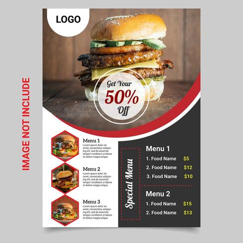 Restaurant menu, brochure, flyer design template vector