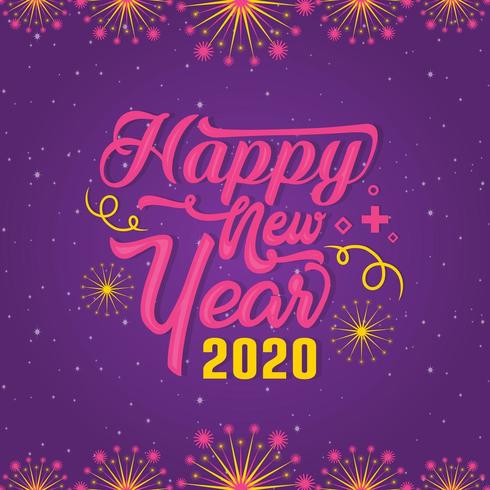 Typography happy new year 2020 greeting  vector