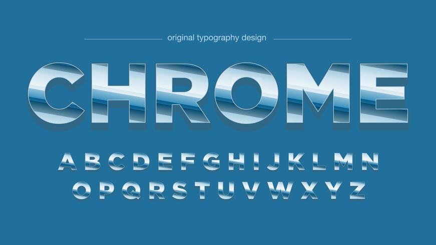 Blue Retro Chrome Typography vector