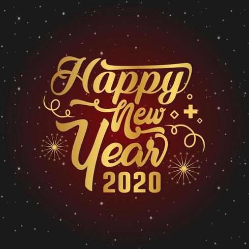 Feliz año nuevo saludo rojo script vector