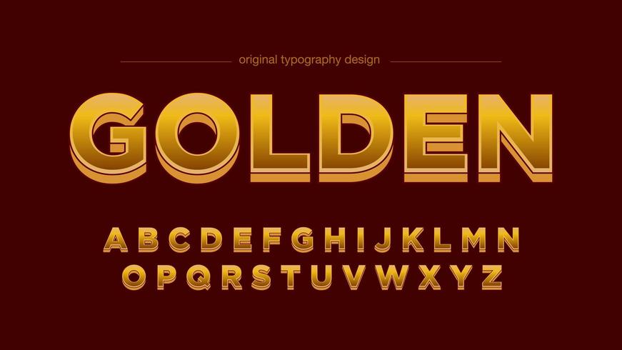 Golden Bold 3D Shadow Artistic Font vector