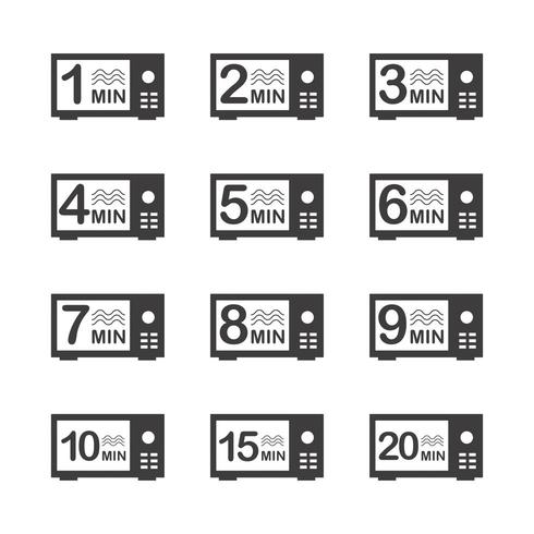 Minutes microwave icon set. vector