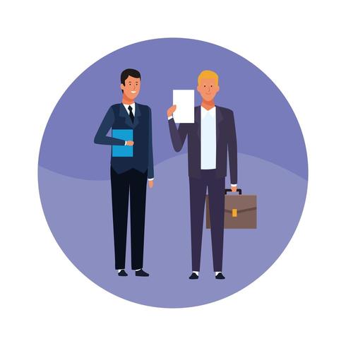 business men with document, folder and briefcase vector