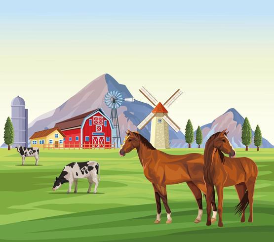 farm animals cartoons vector