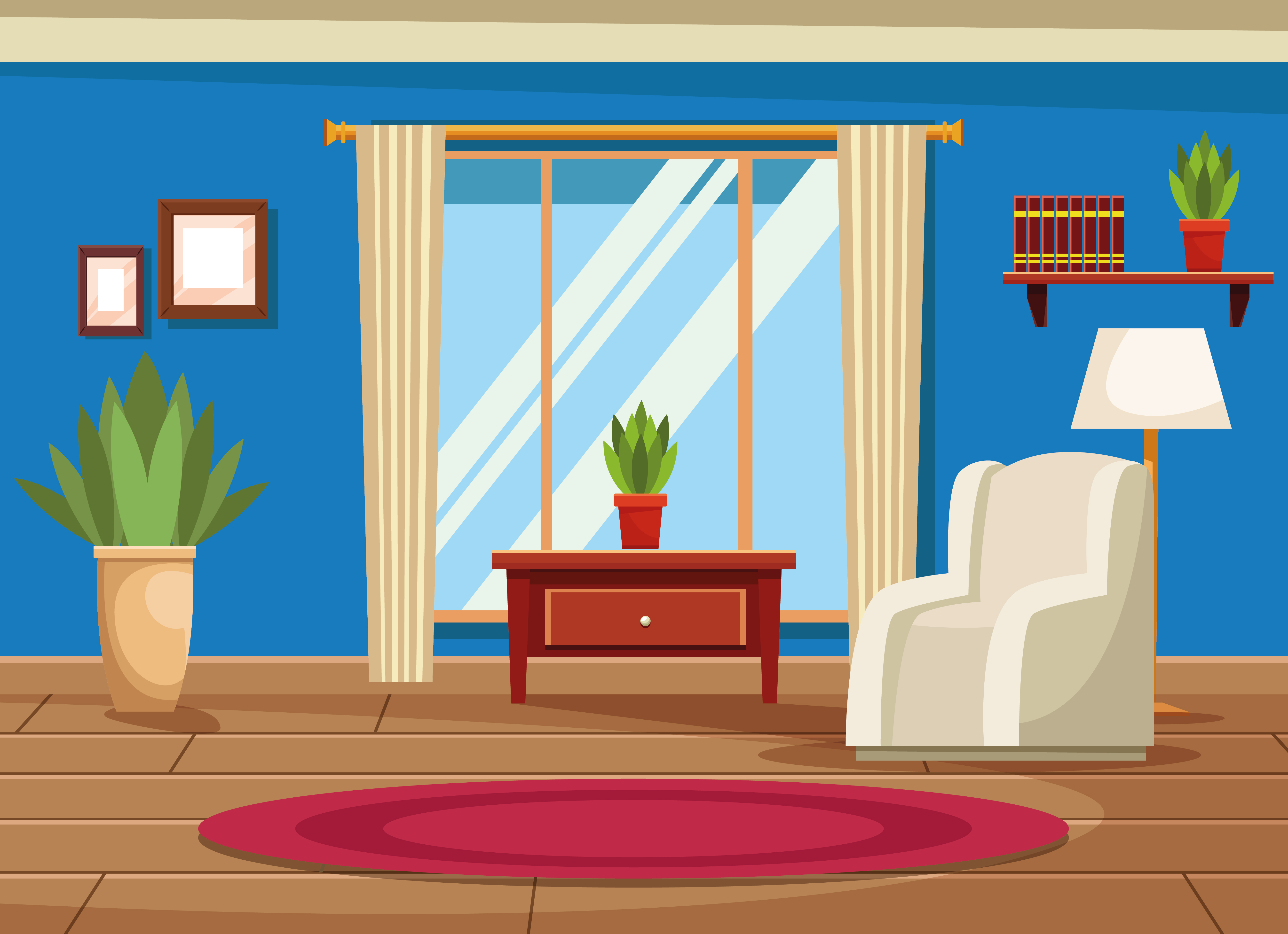 House interior with furniture scenery 688142 Vector Art at Vecteezy