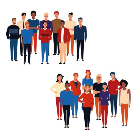 Groups of people cartoon vector