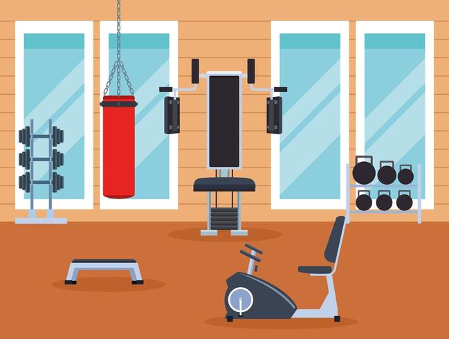 exercise machines cartoon vector
