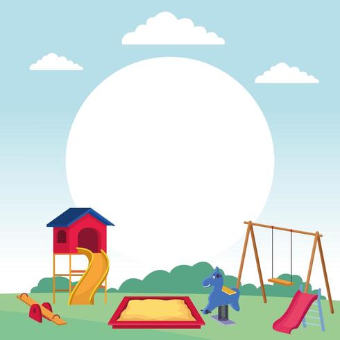 juego de juegos con columpio sandbox balancín slide park vector