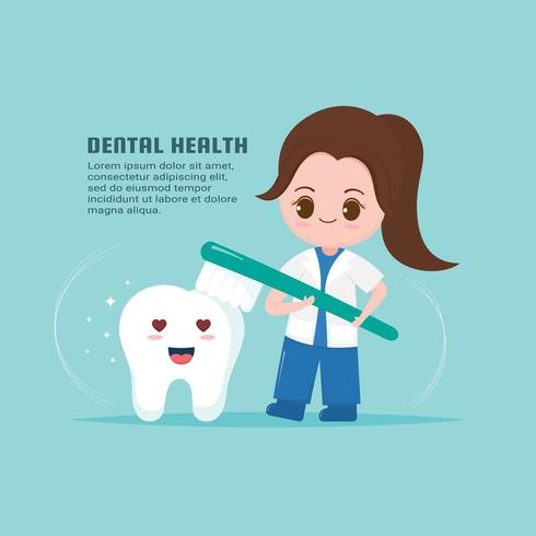 Cute dentist with tooth health concept.  vector