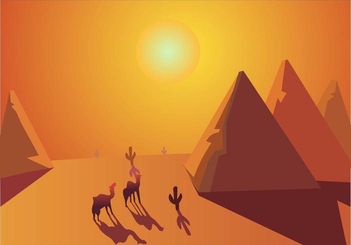 Desierto del Sahara El Cairo Egipto ilustración de un paisaje caliente. vector