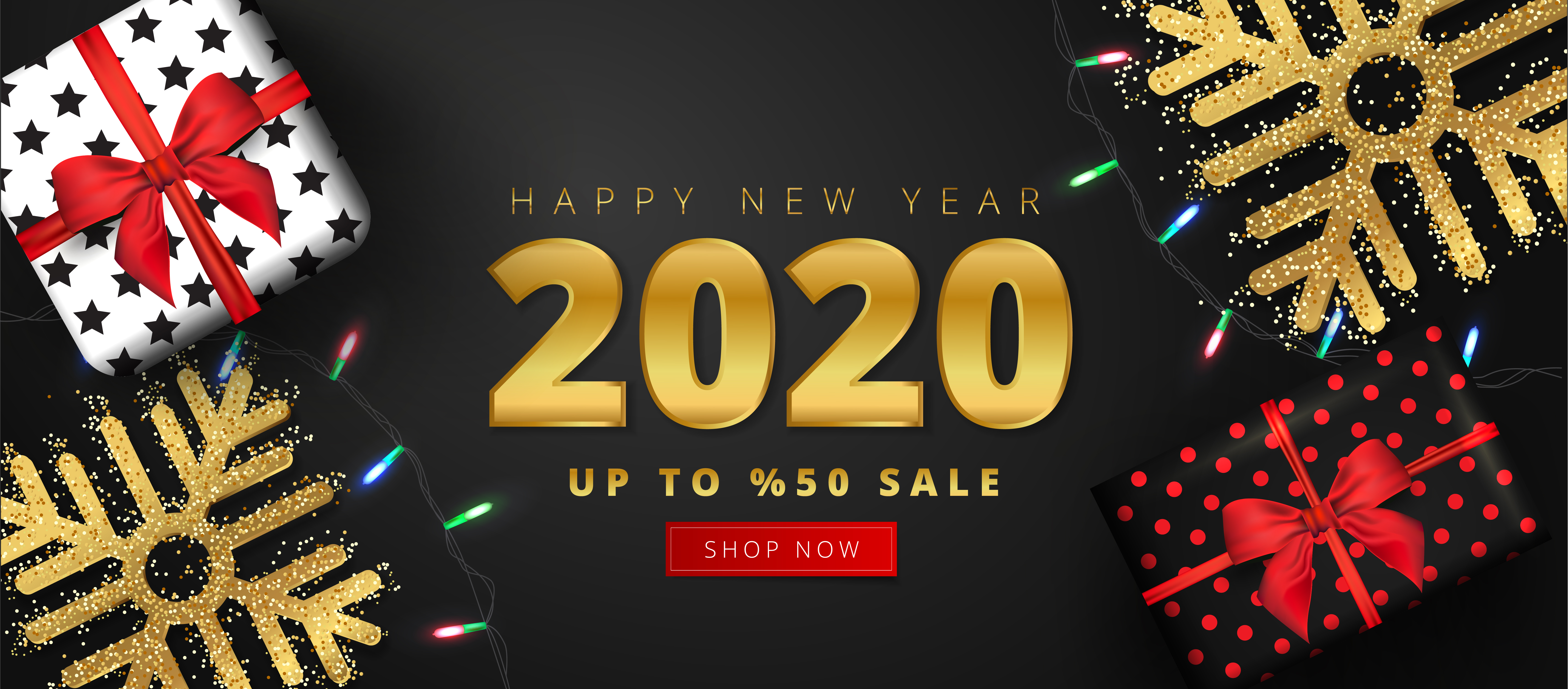 50 discount offer for 2020 happy new year sale lettering 688262 Vector Art at Vecteezy