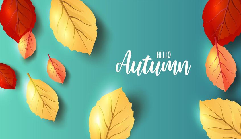 Hola encabezado publicitario de otoño o diseño de banner vector