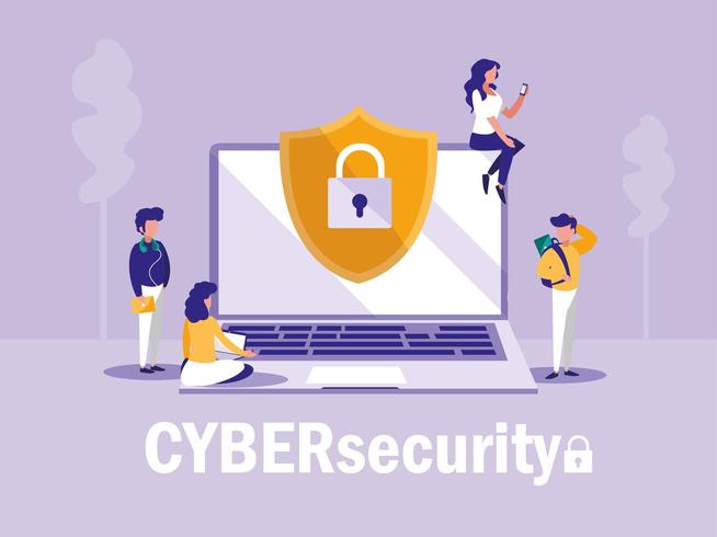 Cybersecurity landing page  vector
