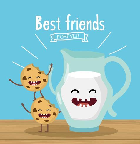 Happy cartoon cookies with best friends message vector