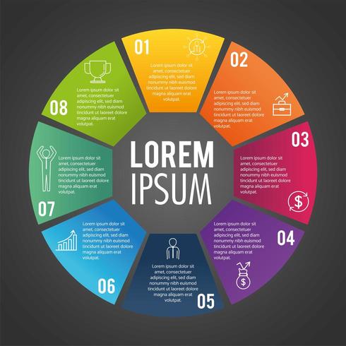 Informe comercial circular infografía con texto vector