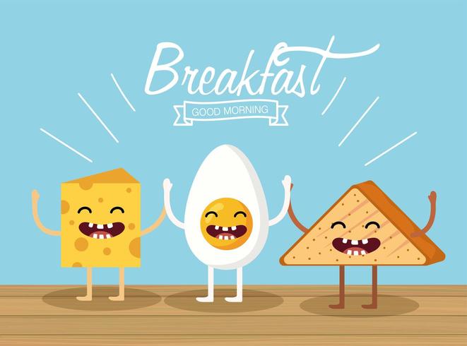 Artículos de desayuno de dibujos animados vector