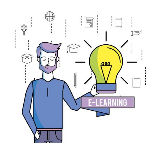 E-learning cartoon concept  vector