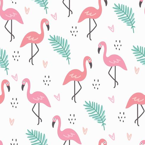 Flamingo White Pattern vector