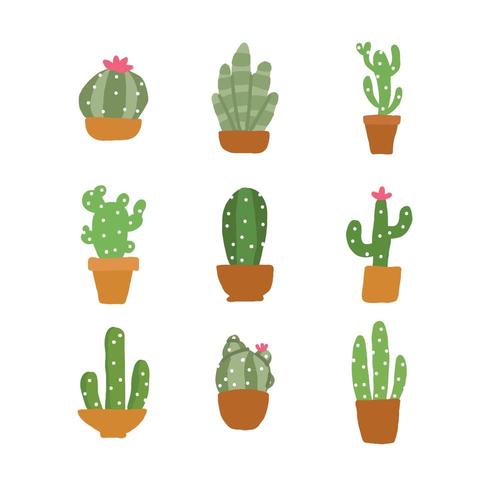 Conjunto de Doodle de cactus vector