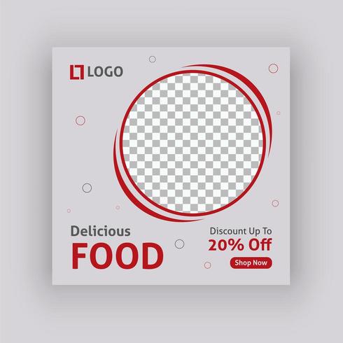 Delicious food social media post template design vector