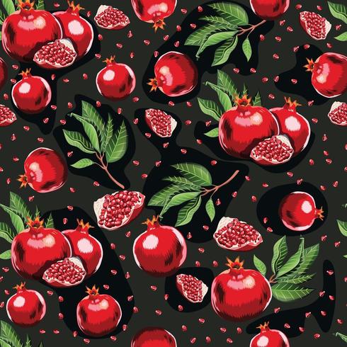 Abstract bright colorful pomegranate seamless pattern.  vector