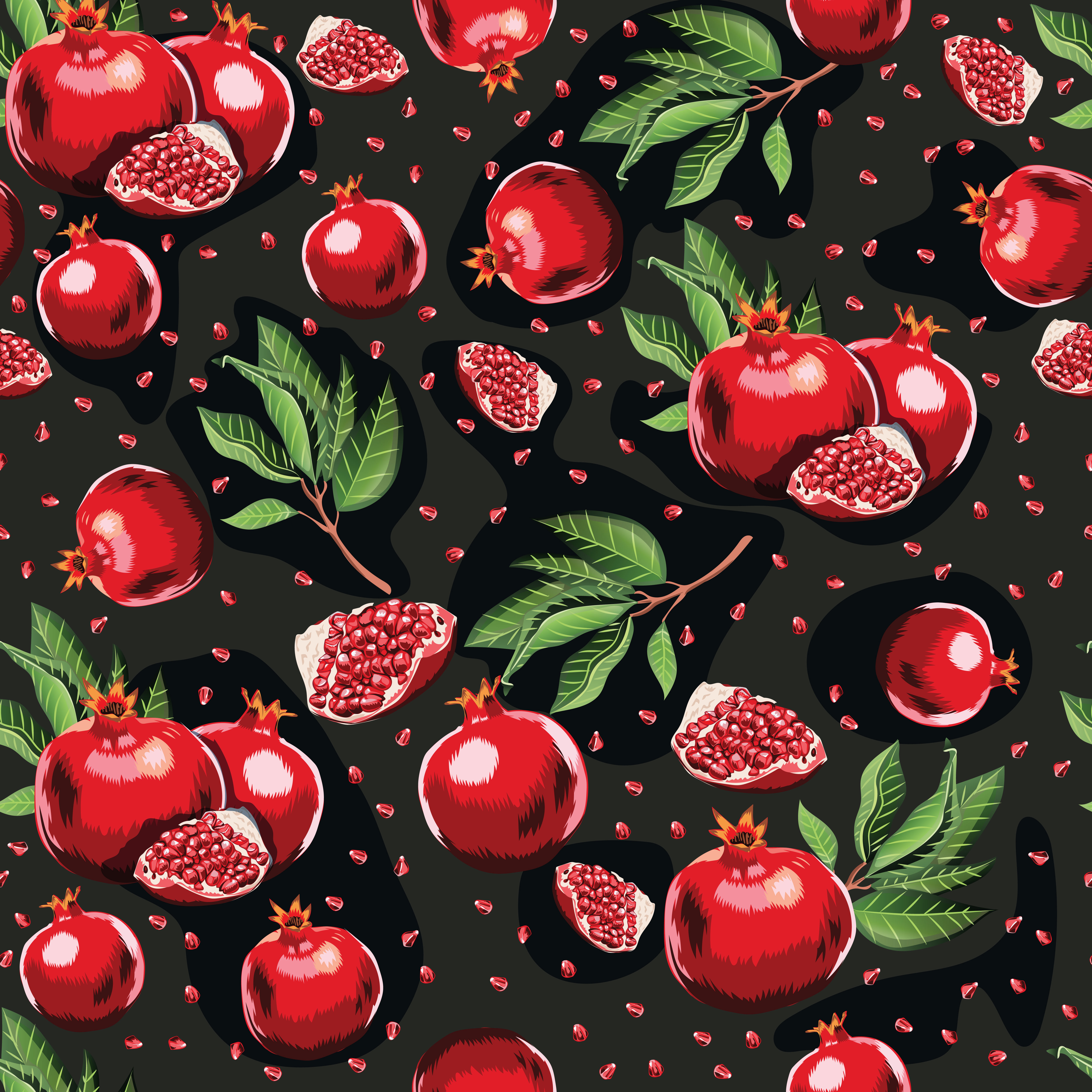 Abstract bright colorful pomegranate seamless pattern. 688443 Vector