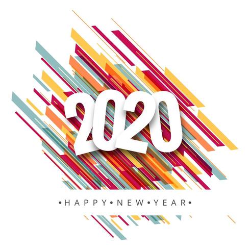 Happy New Year 2020 greeting card design vector